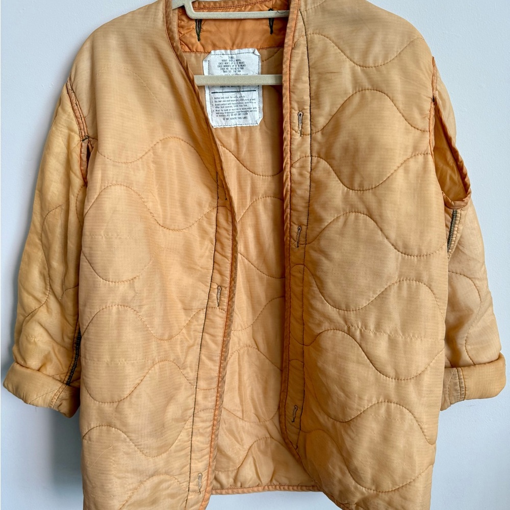 Yellow Overdyed Vintage Quilted Military Liner Jacket